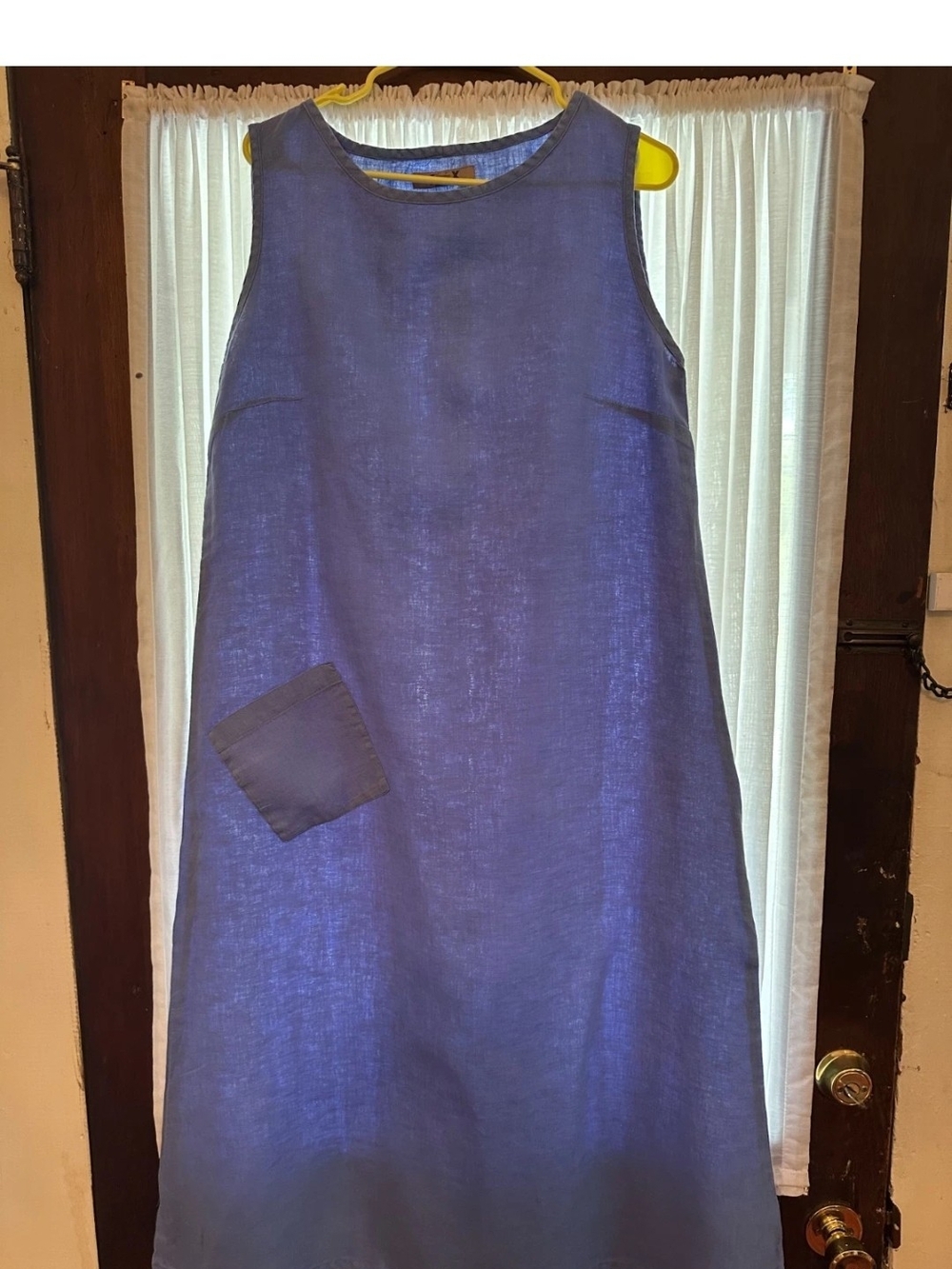Flax Sleeveless Lavender-Blue Linen Midi Dress